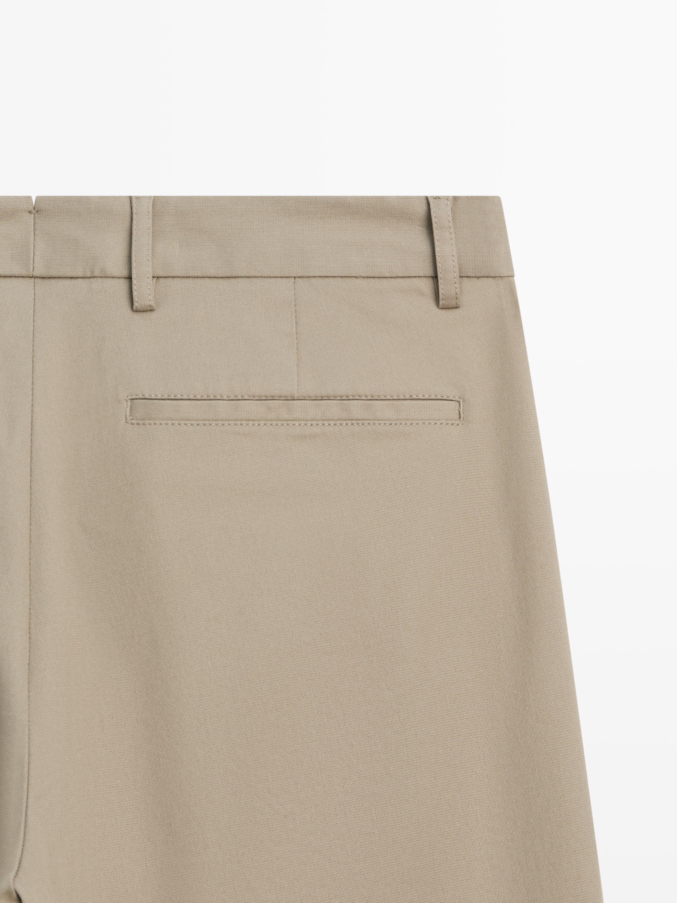 Cotton blend tapered fit trousers